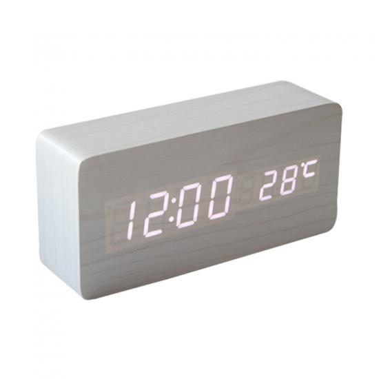 digital wooden alarm clock luminous voice control table clock