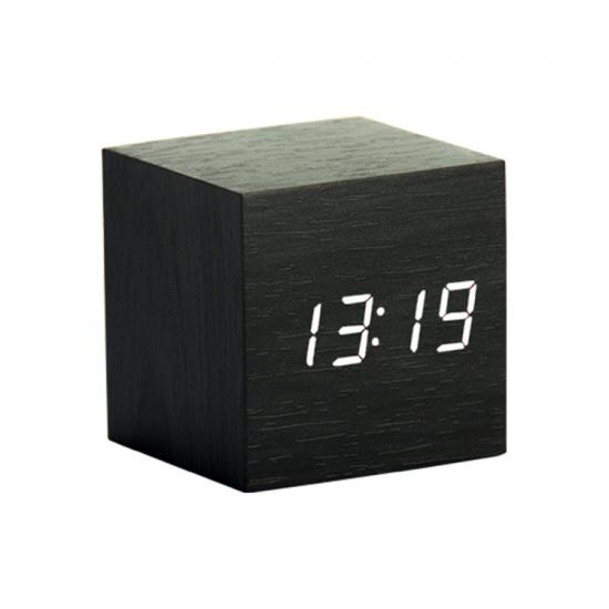 mini digital wooden alarm clock luminous voice control table clock