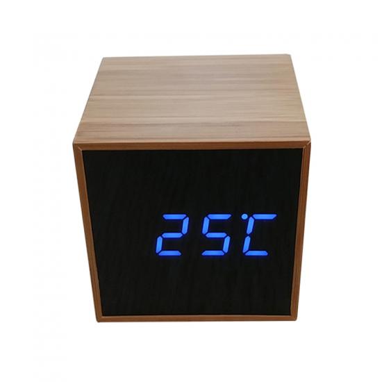 mini digital wooden mirror alarm clock luminous voice control table clock