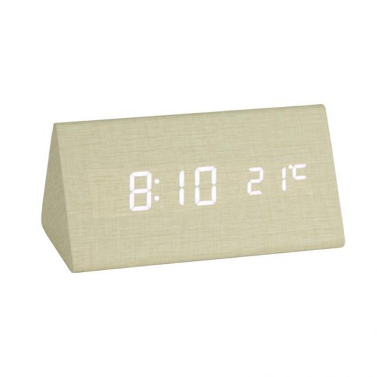 LED digital voice control wooden table clock
